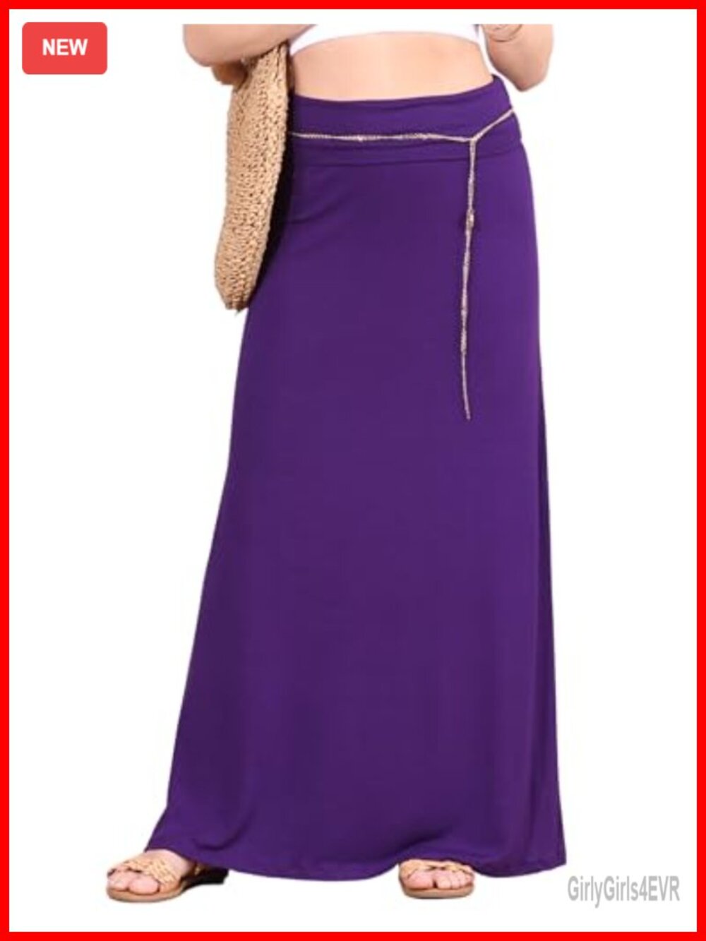 Womens Long Maxi Skirt Flowy A-Line High Rise Stretch Made in USA